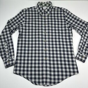 Brooks Brothers Mens Medium Navy White Gingham Non-Iron Supima Cotton Polo Shirt